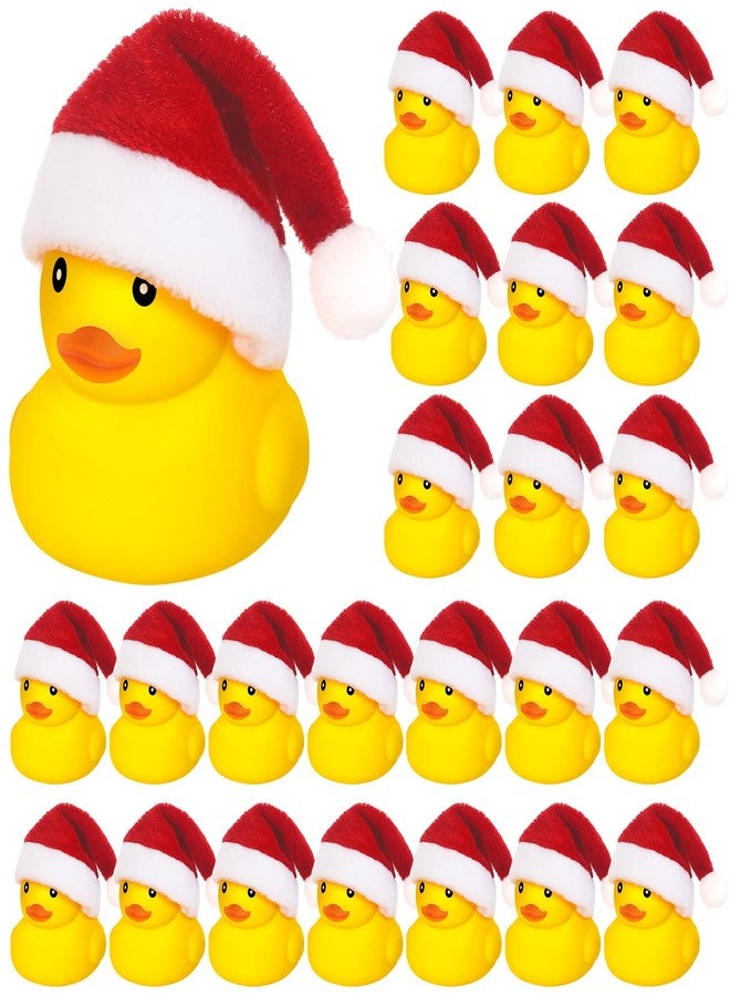 Liliful 48 Pcs Christmas Rubber Ducks with Hat Xmas Mini Rubber Ducks in Bulk Holiday Party Favors Bath Toys for Christmas Party Decor Gift (Santa Hat) - Image 1